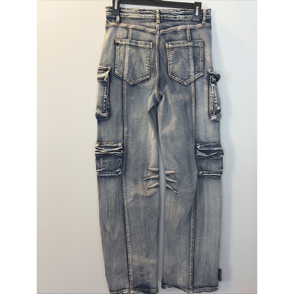 Daisy Y2K Cargo Industrial Grunge Edgy Women's Distressed Wide Leg Utility M - Picture 2 of 16